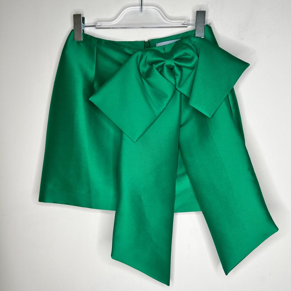 Antonio Melani Green Bow Mini Skirt Size 10 - Picture 4 of 8